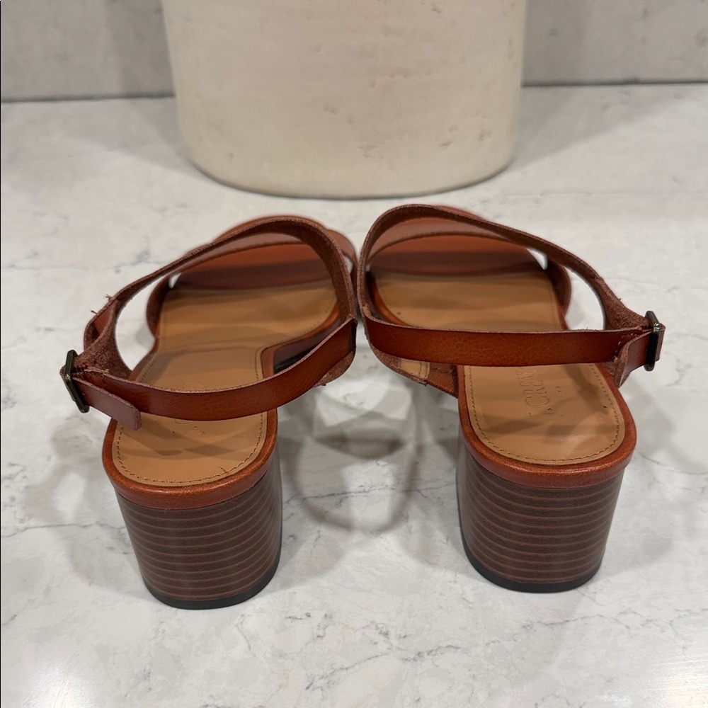 JCrew  Tan Leather Double-Strap Sandals size 9 - Picture 3 of 6